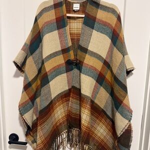 Sonoma Multicolor Plaid Poncho